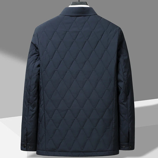 2024Autumn/Winter New Men's Business Leisure Cotton Jacket High End Mulberry Silk Thickened Warm Winter Clothing Cotton Coat Top