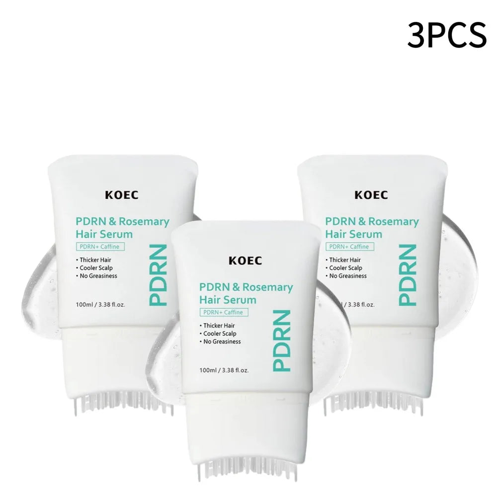 PDRN Rosemary Hair Serum 100ml With Massage Comb, Caffeine Scalp Nourishing Essence Boost Thicker Hair Refreshing Scalp Care