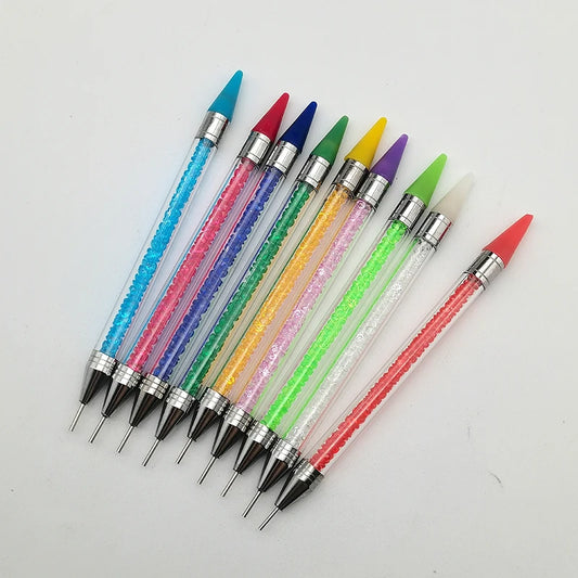 1Pc Dual Head Rhinestones Pick Tool Acrylic Metal Dotting Wax Pen Rhinestones Gem Picker Crystal Picking Nail Art Studs Dotter