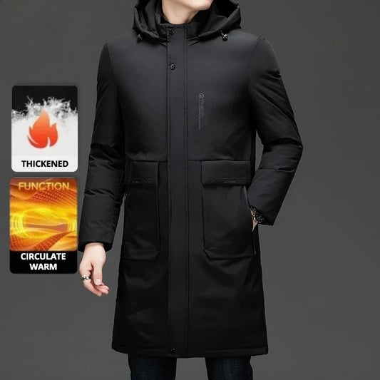 2026High End Long Thicken Winter New BrandCasual Fashion Hooded Parka Jacket Heavy Windbreaker Outdoor Windproof Coats Outerwear