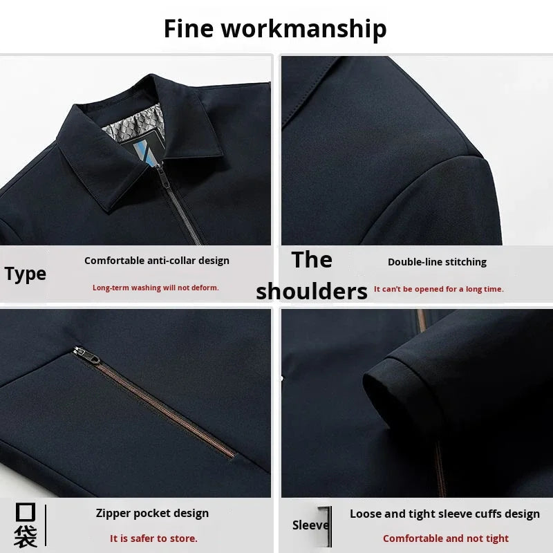 Middle-aged Men's Bomber Jacket Fleece-lined Thickened Streetwear Style Autumn Winter Polyester Fiber Padded Coat