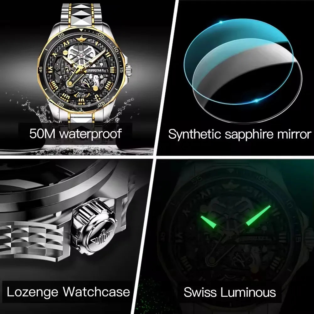 Oupinke 3178 Original Branded Automatic Mechanical Wristwatch Waterproof Luminous Hands Watch for Men Montre Relojes Para Hombre
