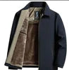 Middle-aged Men's Bomber Jacket Fleece-lined Thickened Streetwear Style Autumn Winter Polyester Fiber Padded Coat