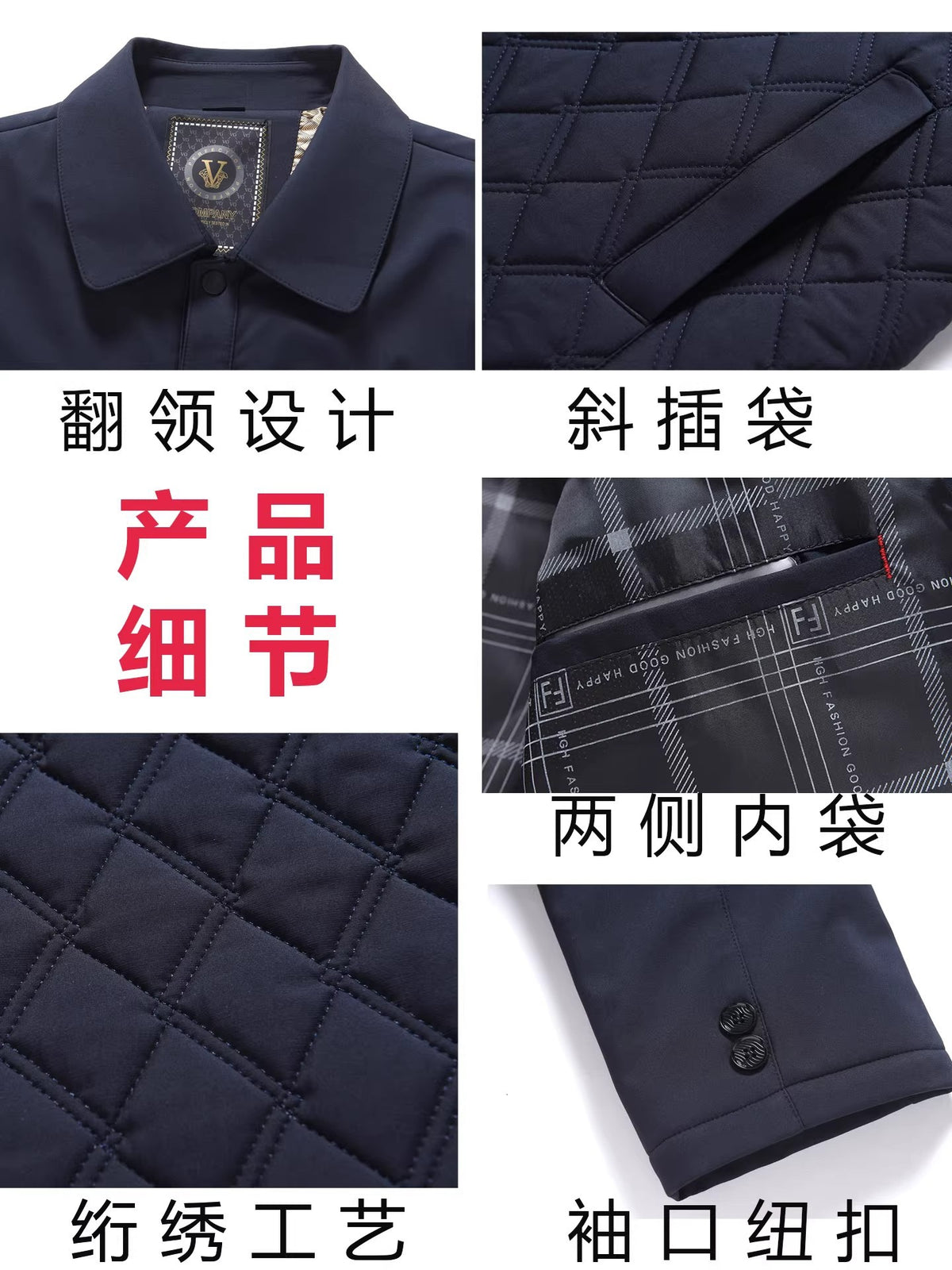 Dad's Winter Outwear, Cotton-Padded Outwear, Middle-Aged and Elderly Men's Cotton-Padded Thickeneded Cotton-Padded Jacket, Autumn and Winter Grandpa's Stand-Up Collar Top