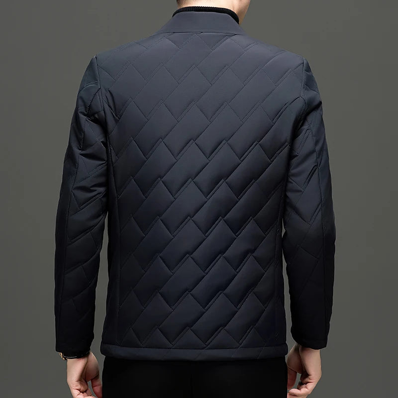Business Casual Autumn Winter Middle-aged Men's Lightweight Cotton Jacket Turn-down Collar Cotton Coat Casual Jacket Dad's Outfi