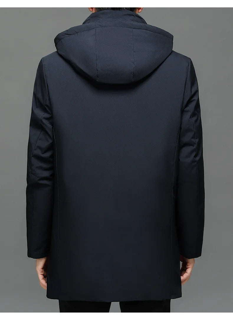 Winter New Fashion Men's Solid Color Casual Trendy Simple Basic Long Sleeve Hooded Quilted Coats Male Detachable Parkas Clothes