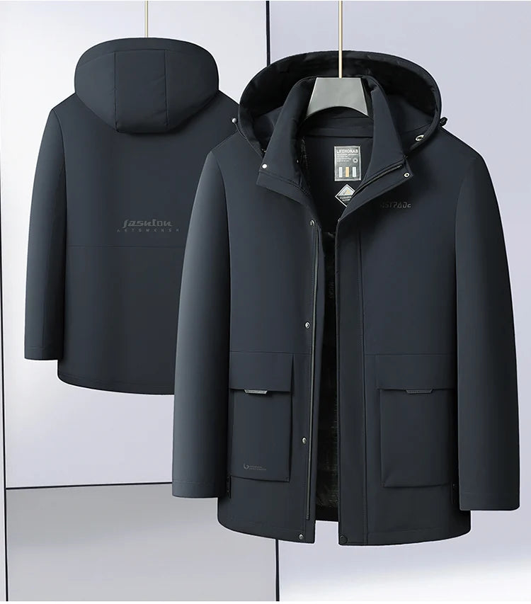 Casual Men's Warm Hooded White Duck Down Jackets 2026 Winter Oversized L-7XL Solid Windproof Puffer Coats Outwear Thicken Parkas