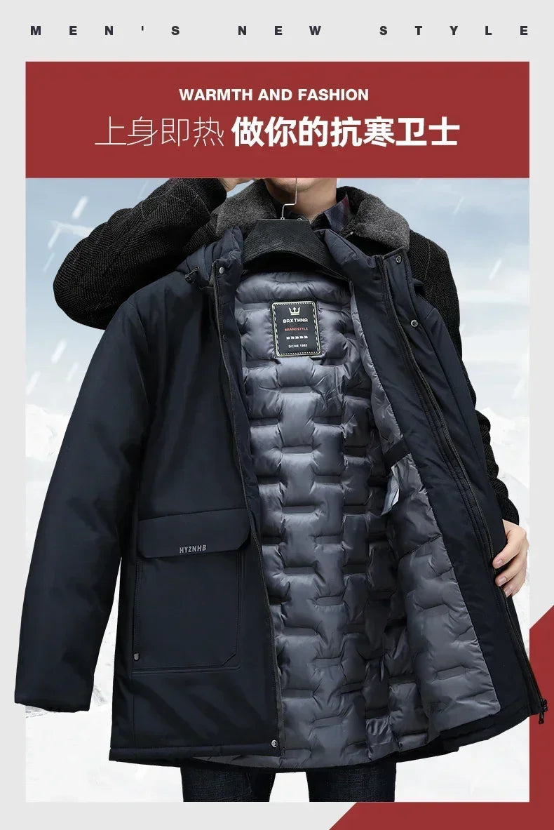 New Brand Designer Casual  Men Jacket Fashion Outwear Parkas Longline Windbreaker Coats Top Quality Winter Thicken Men Clothing