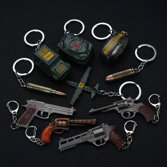 PUBG Keychain Survival Gun Helmet Shape Key Chain Fashion FPS CS Game Keyring Car Bag Pendant Gifts for Men Boyfriend Brothers
