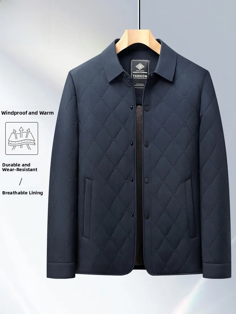 Thickened Flap Collar Duck Dad Winter Clothes Middle-aged And Elderly Cotton Jacket Autumn Winter Style Fleece Lined Warm Coat