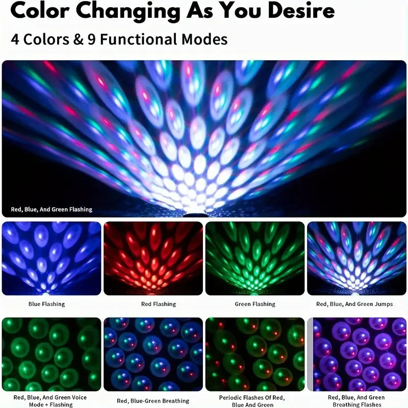 LED lighting and audio party car USB mini disco ball lamp RGB multi-color car atmosphere room decoration lamp magic strobe lamp