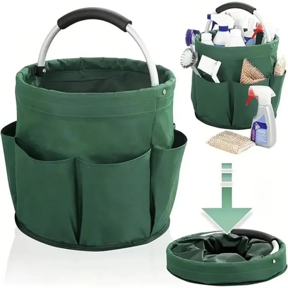 Portable Foldable Picnic Basket Oxford Cloth for Garden Tool Basket Outdoor Travel Storage Toiletry Handle Large Storage Bag
