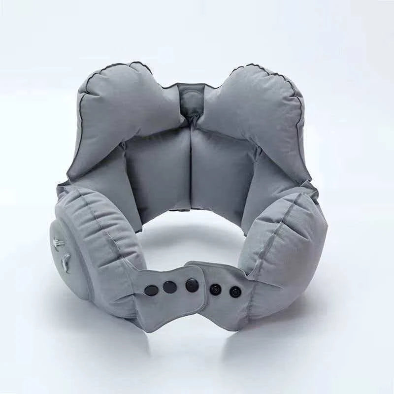 Crown Inflatable U-Shaped Travel Pillow Portable Neck Support Quick Inflation Soft Velvet Ergonomic For Airplane Train Car Nap