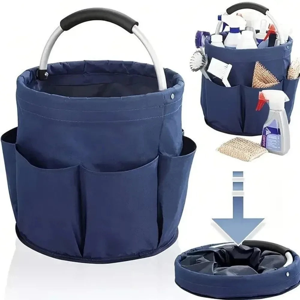 Portable Foldable Picnic Basket Oxford Cloth for Garden Tool Basket Outdoor Travel Storage Toiletry Handle Large Storage Bag