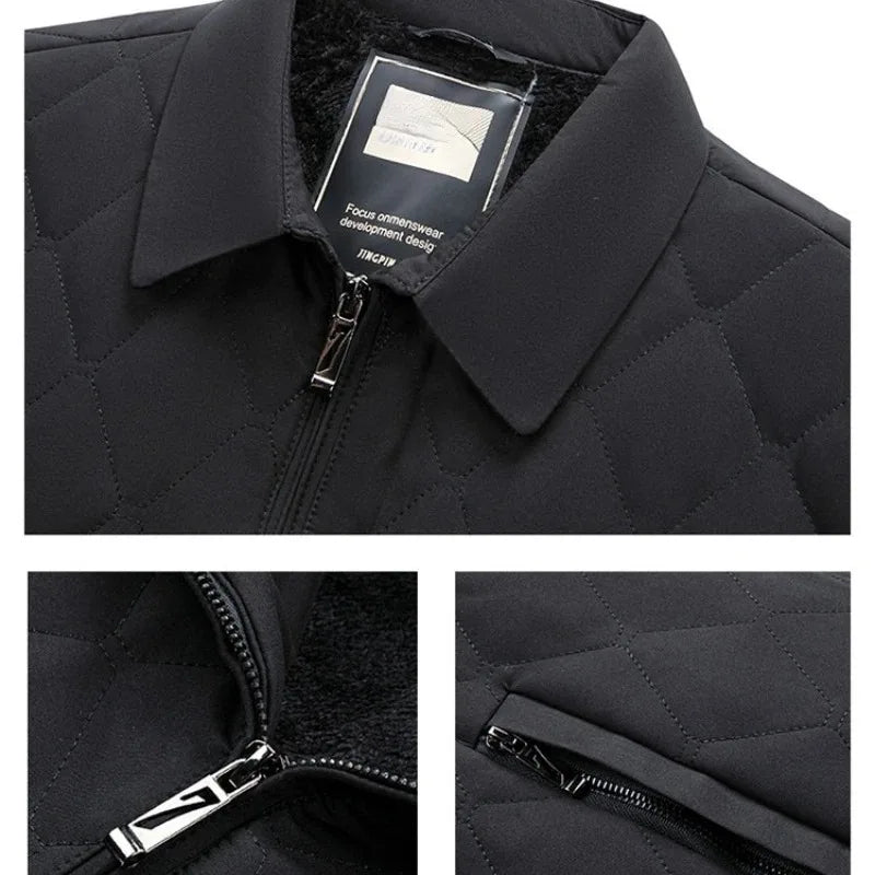 Business Insulated  Men's 2026 Winter Fleece-Lined Jacket, Warmth, Navy Blue Black M301