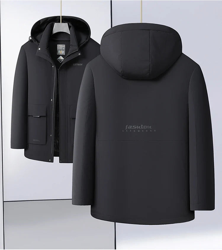 Casual Men's Warm Hooded White Duck Down Jackets 2026 Winter Oversized L-7XL Solid Windproof Puffer Coats Outwear Thicken Parkas