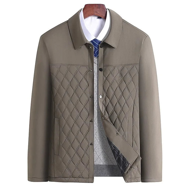 Thickened Cotton Jacket Winter Coat for Middle-Aged And Elderly Men Grandpa Style Stand Collar Thickened Polyester Fiber Coat