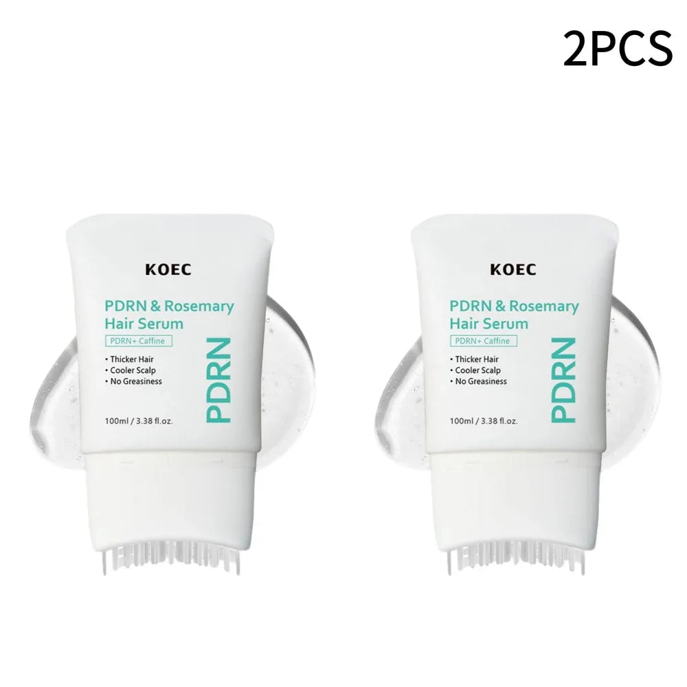 PDRN Rosemary Hair Serum 100ml With Massage Comb, Caffeine Scalp Nourishing Essence Boost Thicker Hair Refreshing Scalp Care