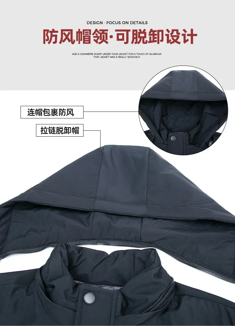 New Brand Designer Casual  Men Jacket Fashion Outwear Parkas Longline Windbreaker Coats Top Quality Winter Thicken Men Clothing