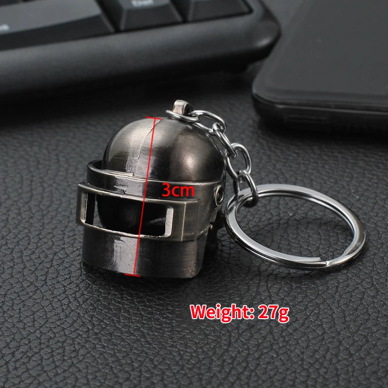PUBG Keychain Survival Gun Helmet Shape Key Chain Fashion FPS CS Game Keyring Car Bag Pendant Gifts for Men Boyfriend Brothers