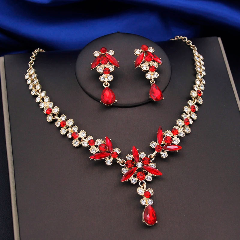 Purple Crystal Bridal Jewelry Sets Women Tiaras Bride Necklace Earrings for Wedding Crown Jewelry Set Prom