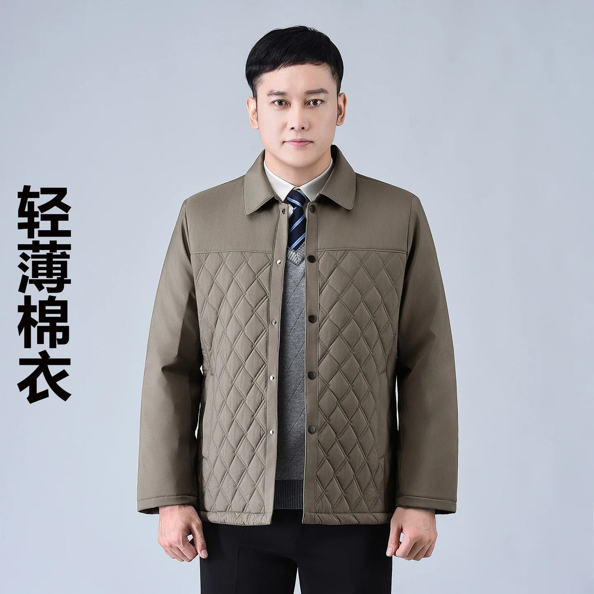 Thickened Cotton Jacket Winter Coat for Middle-Aged And Elderly Men Grandpa Style Stand Collar Thickened Polyester Fiber Coat