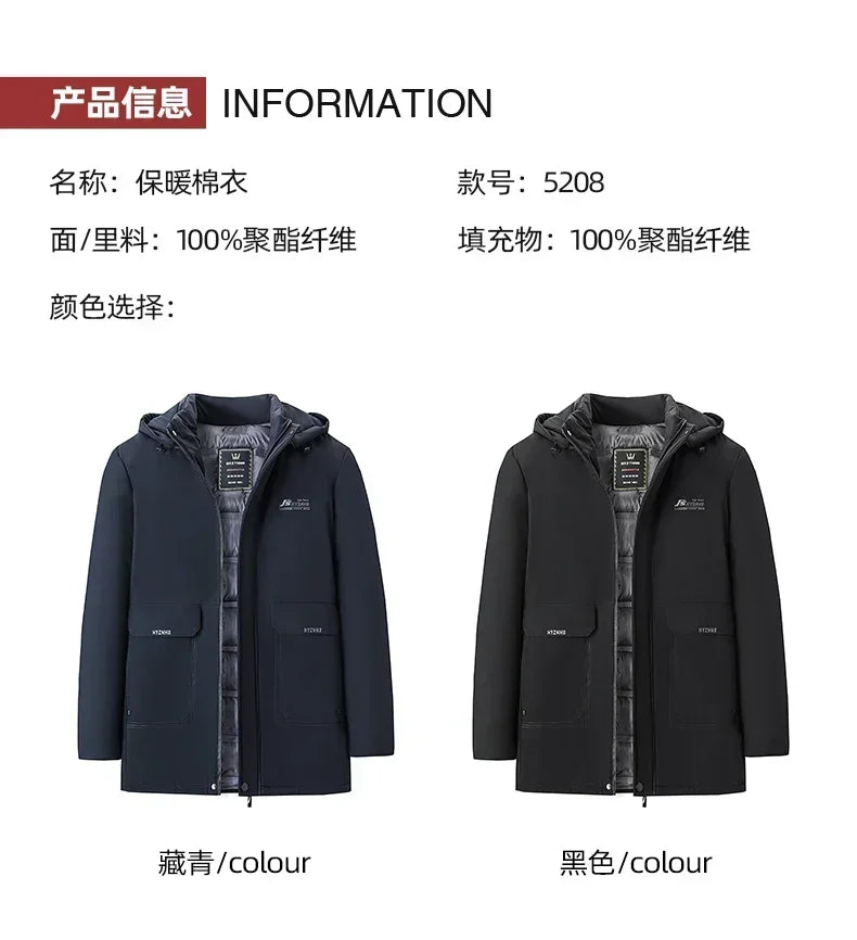 New Brand Designer Casual  Men Jacket Fashion Outwear Parkas Longline Windbreaker Coats Top Quality Winter Thicken Men Clothing