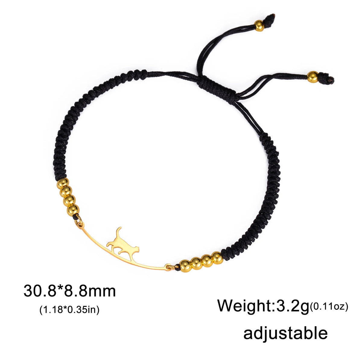 LIKGREAT Cat Pendant Bracelet for Women Men Animal Cat Dog Bear Paw Charm Adjustable Rope Chain Jewelry Party Gift Wholesale