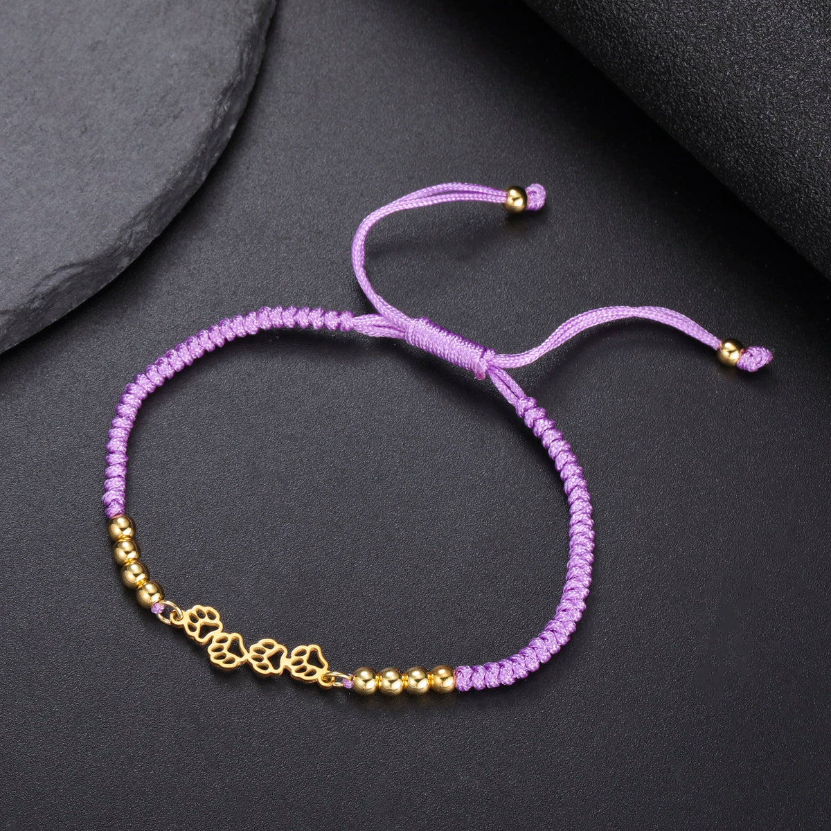 LIKGREAT Cat Pendant Bracelet for Women Men Animal Cat Dog Bear Paw Charm Adjustable Rope Chain Jewelry Party Gift Wholesale