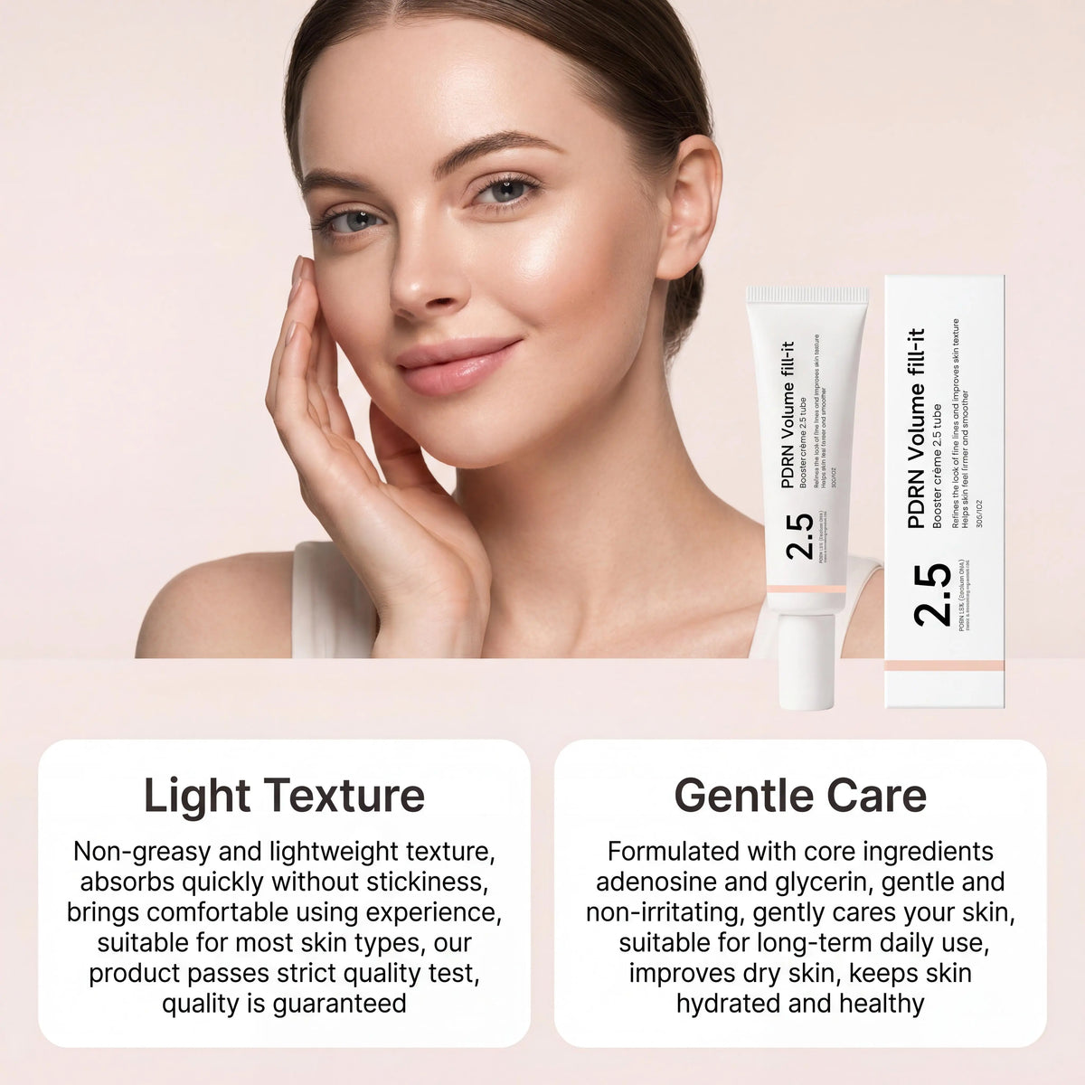 PDRN Volume fill it Booster Cream for Forehead Smile Lines & Skin Wrinkle Anti Aging Firming Facial Volume Cream Daily Skin Care