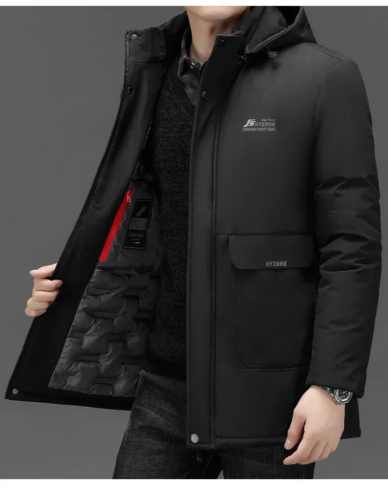 New Brand Designer Casual  Men Jacket Fashion Outwear Parkas Longline Windbreaker Coats Top Quality Winter Thicken Men Clothing