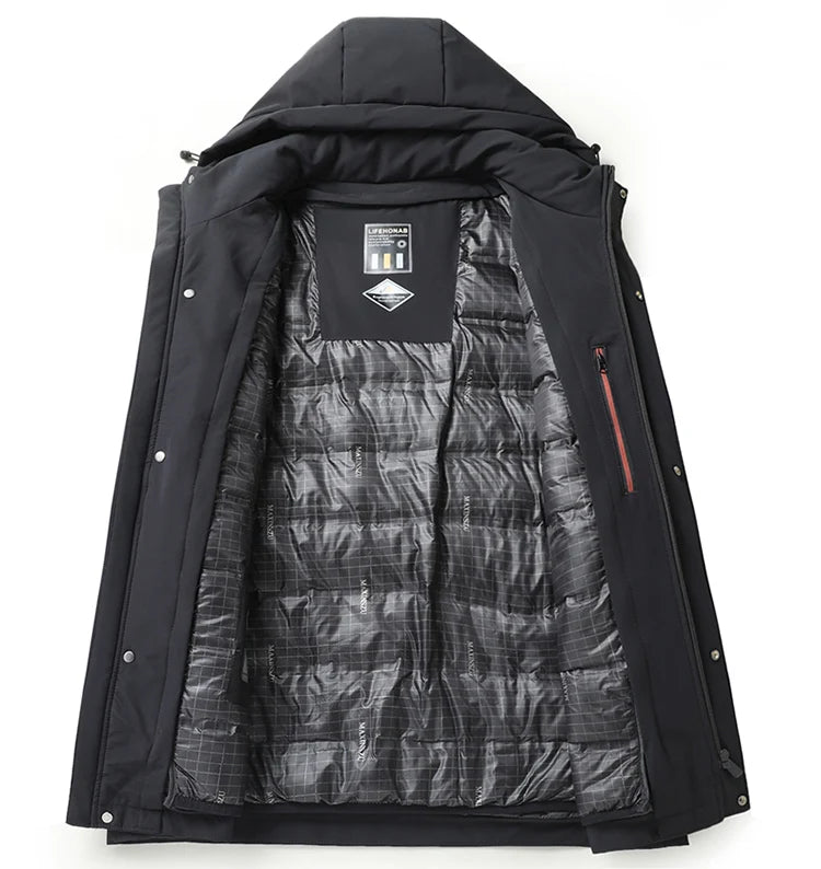 Casual Men's Warm Hooded White Duck Down Jackets 2026 Winter Oversized L-7XL Solid Windproof Puffer Coats Outwear Thicken Parkas
