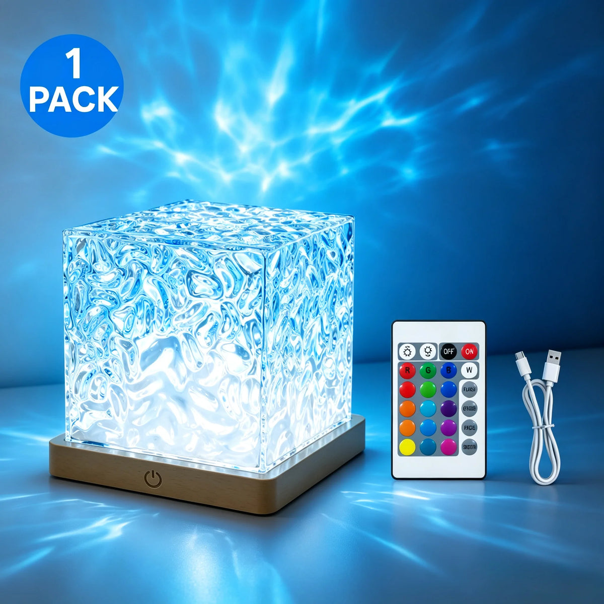 Aurora Water Wave Projector Night Light Touch Remote Control 16 Color 1200mAh Rechargeable Ocean Ripple Bedroom Atmosphere Lamp