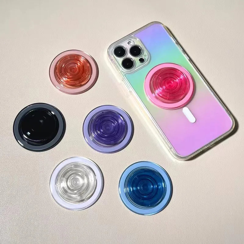 Pink round For Magsafe Magnetic Phone Grip Tok Griptok Stand For iPhone Funny Foldable Wireless Charging Holder