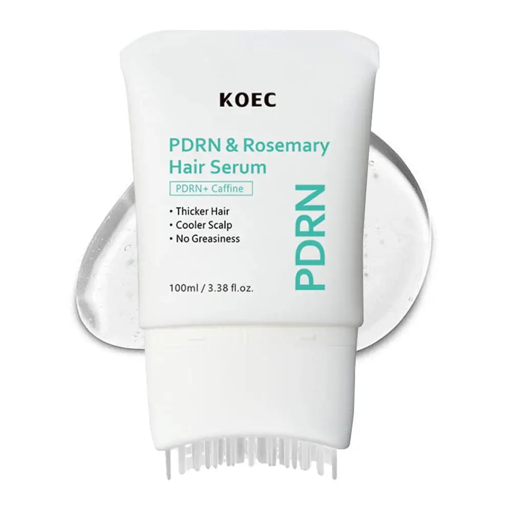 PDRN Rosemary Hair Serum 100ml With Massage Comb, Caffeine Scalp Nourishing Essence Boost Thicker Hair Refreshing Scalp Care