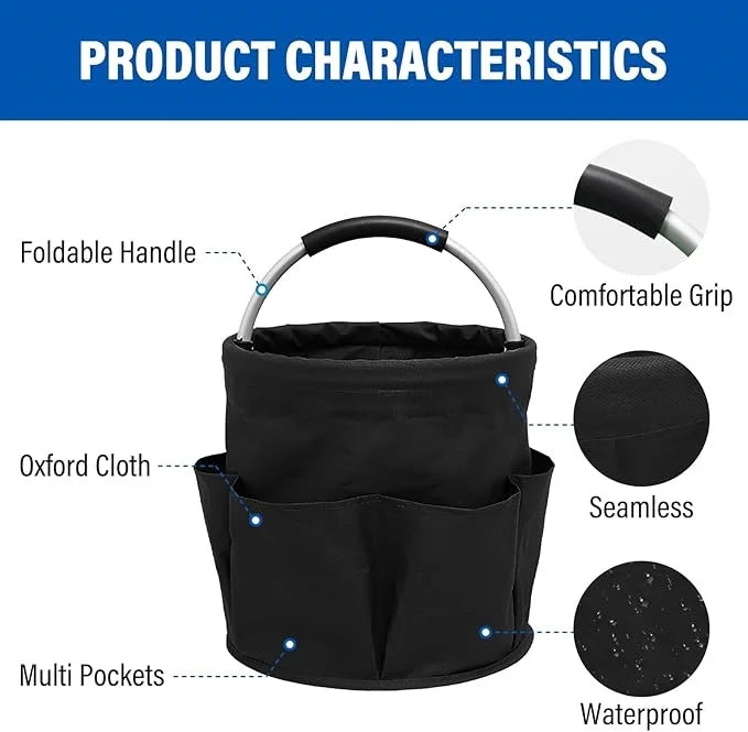 Portable Foldable Picnic Basket Oxford Cloth for Garden Tool Basket Outdoor Travel Storage Toiletry Handle Large Storage Bag