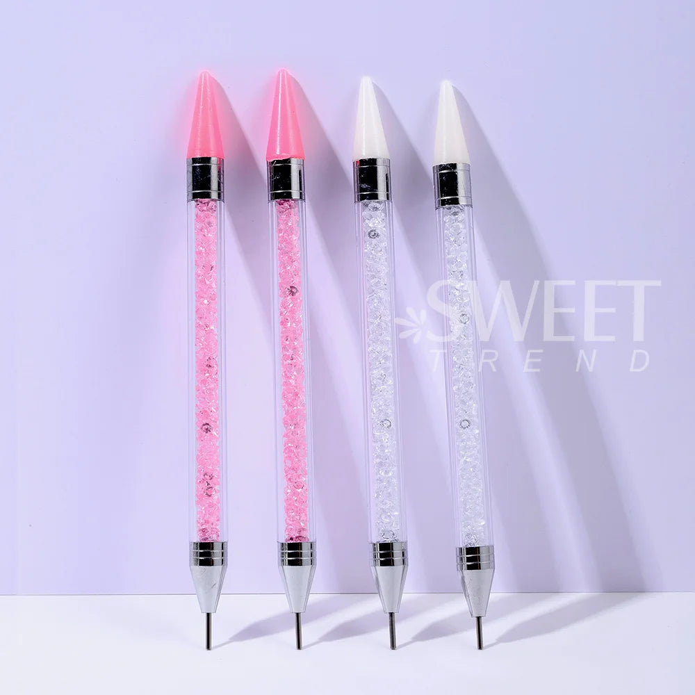 SWEET TREND-1 Set Rhinestone Picker Dotting Pen Wax Dotting Pens Diamond Rhinestones Dotting Nail Art Gem Pick Up Manicure Tool