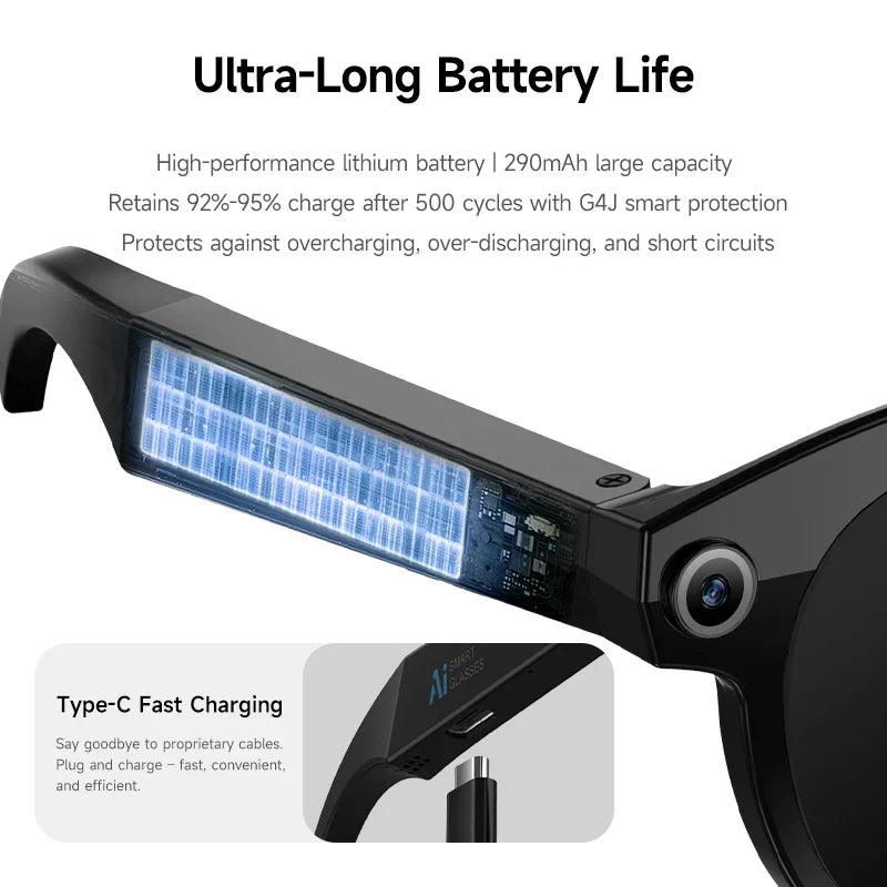 Lenovo 8K HD AI Smart Glasses Camera 1600WDual Real-time Translation Bluetooth Call Shoot Audio Video Music Play Sunglasses 2026