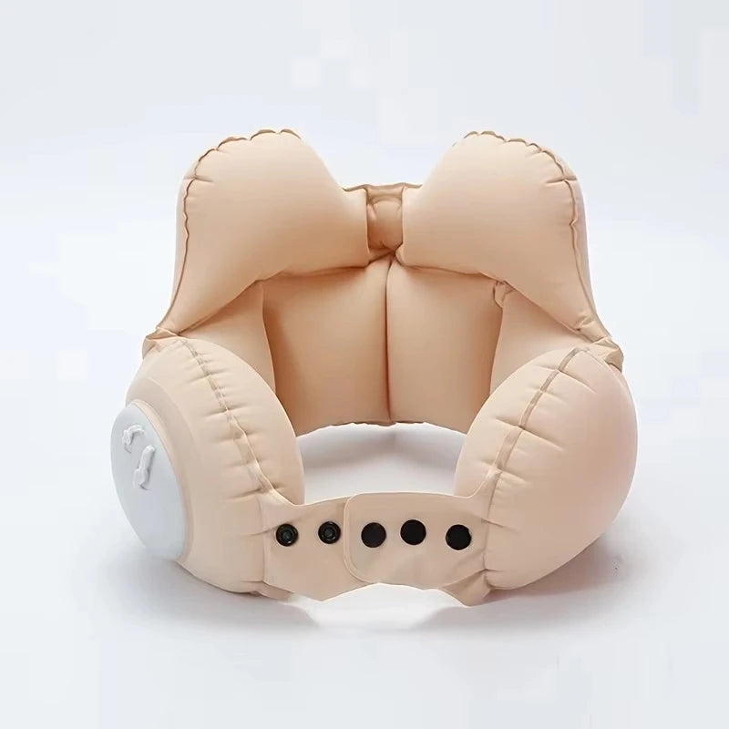 Crown Inflatable U-Shaped Travel Pillow Portable Neck Support Quick Inflation Soft Velvet Ergonomic For Airplane Train Car Nap