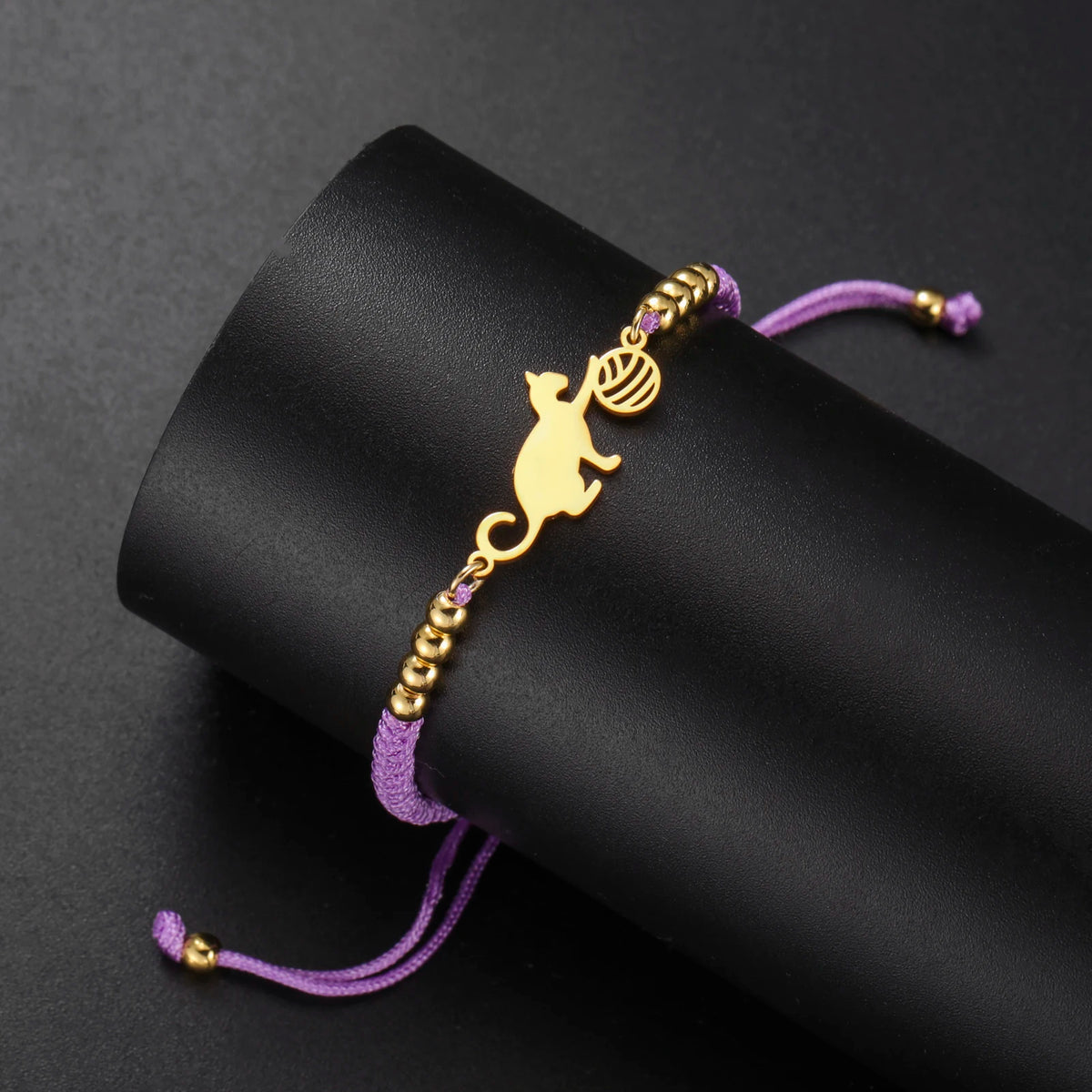 LIKGREAT Cat Pendant Bracelet for Women Men Animal Cat Dog Bear Paw Charm Adjustable Rope Chain Jewelry Party Gift Wholesale