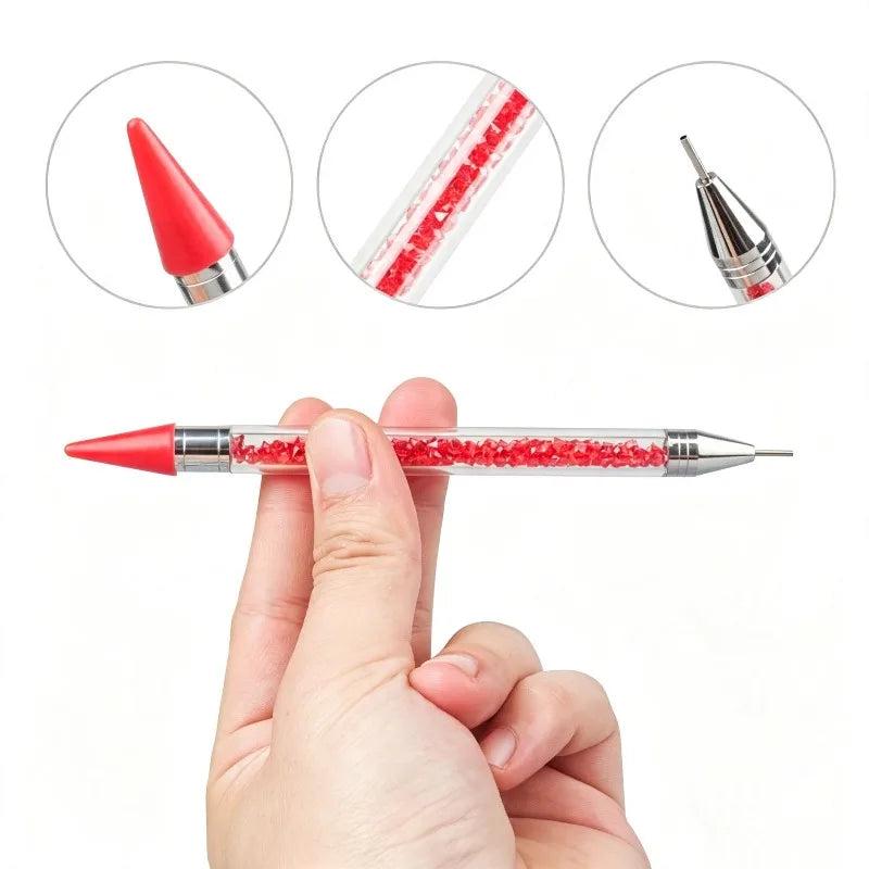 Nail Art Tools Dual‑Ended Acrylic Handle Wax Pen Rhinestone Crystal Studs Picker Dotting Manicure DIY Accessories
