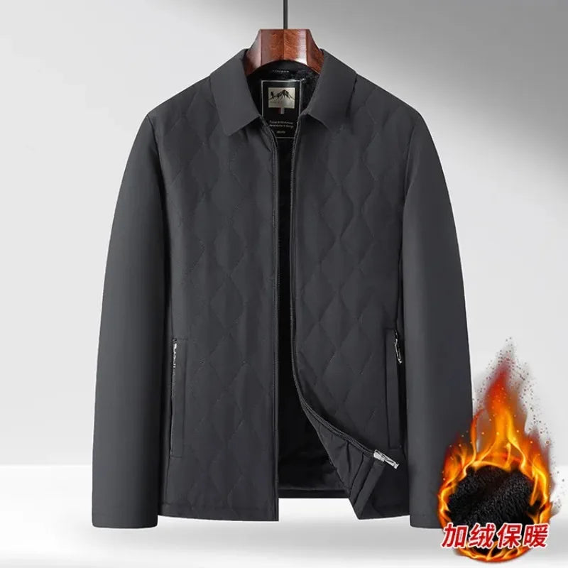 Business Insulated  Men's 2026 Winter Fleece-Lined Jacket, Warmth, Navy Blue Black M301