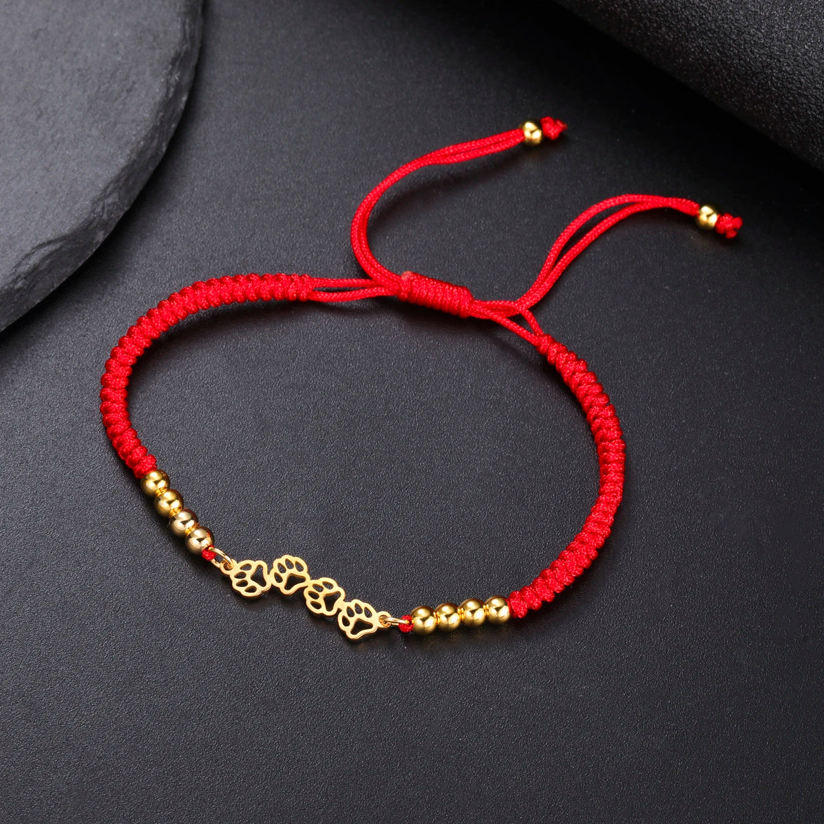LIKGREAT Cat Pendant Bracelet for Women Men Animal Cat Dog Bear Paw Charm Adjustable Rope Chain Jewelry Party Gift Wholesale