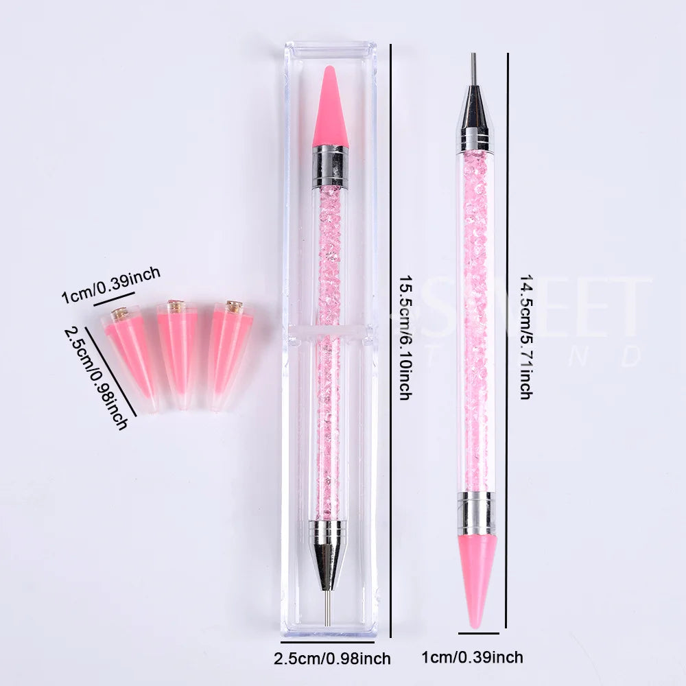 SWEET TREND-1 Set Rhinestone Picker Dotting Pen Wax Dotting Pens Diamond Rhinestones Dotting Nail Art Gem Pick Up Manicure Tool