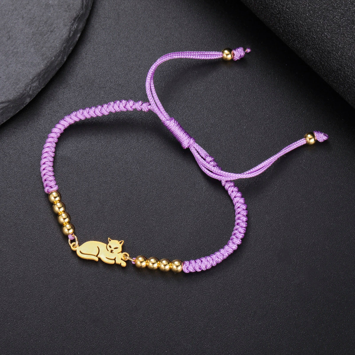 LIKGREAT Cat Pendant Bracelet for Women Men Animal Cat Dog Bear Paw Charm Adjustable Rope Chain Jewelry Party Gift Wholesale