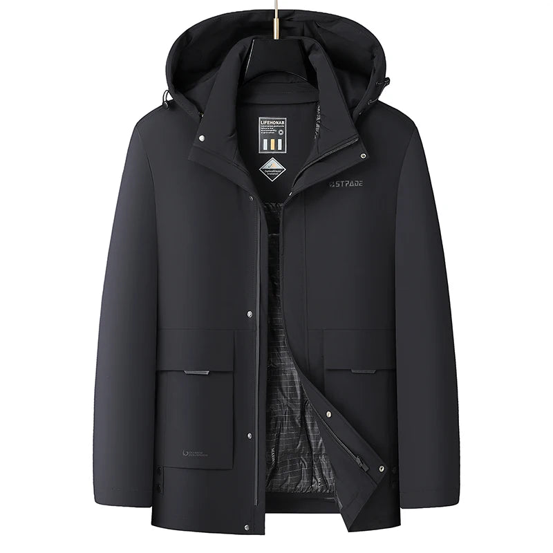 Casual Men's Warm Hooded White Duck Down Jackets 2026 Winter Oversized L-7XL Solid Windproof Puffer Coats Outwear Thicken Parkas