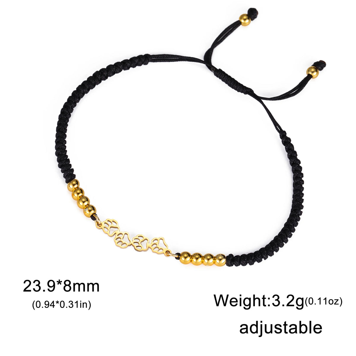 LIKGREAT Cat Pendant Bracelet for Women Men Animal Cat Dog Bear Paw Charm Adjustable Rope Chain Jewelry Party Gift Wholesale
