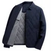 Men's Navy Quilted Hooded Jacket Front Logo Windproof Waterproof Casual Outerwear Polyester Wadding Regular Fit Winter Wear
