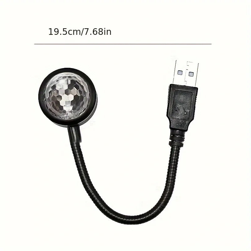 LED lighting and audio party car USB mini disco ball lamp RGB multi-color car atmosphere room decoration lamp magic strobe lamp