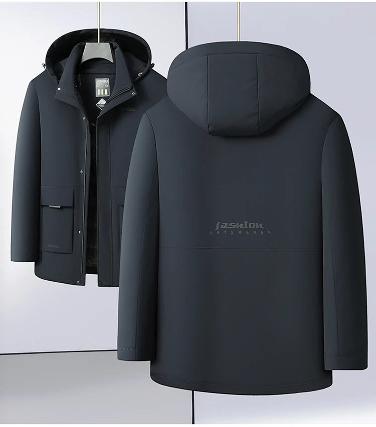 Casual Men's Warm Hooded White Duck Down Jackets 2026 Winter Oversized L-7XL Solid Windproof Puffer Coats Outwear Thicken Parkas